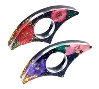 cobee Juego de 2 soportes para libros de flores secas, hechos a mano, de resina, accesorio de lectura, anillo abridor de libros, marcapáginas florales para profesores amantes de los libros (negro,