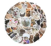 Cobee Juego de calcomanías divertidas de gato, 50 piezas de calcomanías de vinilo impermeables y bonitas, calcomanías estéticas para amantes de gatos, botella de agua, álbum de recortes, teléfono