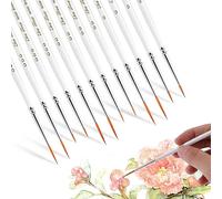 Cobee Juego de pinceles de pintura con microdetalles, 12 piezas Pinceles finos de acuarela para uñas de artista detallada facial Arte de uñas al óleo Miniatura Acrílico Modelismo (Blanco, 0, 00 y 000)