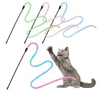 Cobee Juguetes interactivos de Cuerda de Cinta para Gatos, Paquete de 4 Coloridos Abalorios de Cinta de burla para Interiores, de Palo para Gatitos, Juguetes de Varita de arcoíris para Gatos