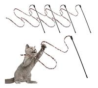 cobee Juguetes para varita de gato, juguetes interactivos para gatos, con estampado de leopardo gato varita de encantador cuerda para gatito, cinta de juguete(5 piezas, 30 cm)