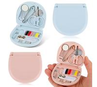 Cobee Lot de 2 mini kits de couture de voyage, kit de couture portable avec étui pliable pour voyageur à domicile, kit de réparation d'urgence pour débutants fournitures de couture avec fil, ciseaux