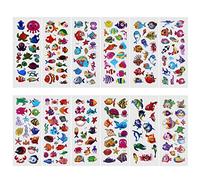 cobee Pegatinas 3D de animales marinos para niños, 12 hojas de pegatinas hinchadas calcomanías de espuma para la vida del océano del mar calcomanías de gel para ventana de mar