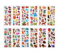 Cobee Pegatinas hinchadas 3D para niños 12 hojas de calcomanías de animales lindos para niños calcomanías de espuma de animales para profesores calcomanías de recompensa para niños niñas manualidades