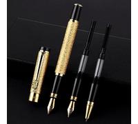 Cobee Pluma estilográfica de metal con 3 puntas diferentes, pluma estilográfica de lujo que incluye punta media extrafina, punta doblada, bolígrafo de escritura de caligrafía con acabado esmerilado