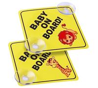 cobee Señales de advertencia de coche de bebé a bordo, 2 letreros de seguridad de 5 x 5 pulgadas con ventosas dobles calcomanía de bebé en el automóvil para pegar en la ventana (estilo E)