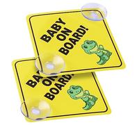 cobee Señales de advertencia de coche de bebé a bordo, 2 letreros de seguridad de 5 x 5 pulgadas con ventosas dobles calcomanía de bebé en el automóvil para pegar en la ventana del (estilo C)