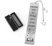 cobee Thank You Marcapáginas de agradecimiento, Thank You for Being Part of My Story Marcapáginas de acero inoxidable grabado con colgante Regalo de graduación para profesores Regalo de agradecimiento
