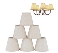 Cobenga 6 pantallas de lámpara de araña, pantallas de lámpara modernas con clip, pantallas de tela para lámpara de techo con clip, pantallas de lámpara colgante de vela pequeña