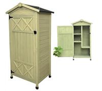 Cobertizo de almacenamiento al aire libre, contenedor de herramientas resistente a la intemperie con estantes extraíbles, puerta grande y patas impermeables para patio, garaje, patio, terraza, porche