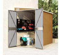 Cobertizo de jardín Braun de acero galvanizado, 118 x 194 x 178 cm, con techo extendido, caseta resistente a la intemperie, armario para herramientas, cortacésped y bicicleta