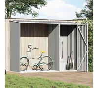 vidaXL Caseta de jardín Cabaña de troncos – Almacenamiento para herramientas, gris, acero galvanizado