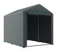 Cobertizo de jardín Outsunny 2x2x2 m, cobertizo exterior para bicicletas con estructura de acero, impermeable y resistente a los rayos UV, carpa de almacenamiento Gris