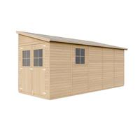 Cobertizo de Madera para jardín con Pared Lateral - H244x218x514 cm/10.1m2 Cobertizo de Madera Natural - Taller de Jardín - Bicicleta, Almacenamiento de Herramientas TIMBELA M341A