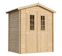 Cobertizo de Madera para jardín con Suelo TRATADO - 136x196cm/1.98m² Cobertizo de Madera Natural - Taller de Jardín - Bicicleta, Almacenamiento de Herramientas TIMBELA M367C+M367G