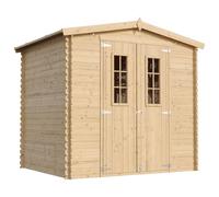 Cobertizo de Madera para jardín con Suelo TRATADO - 226x236cm/4.33 m² Cobertizo de Madera Natural - Taller de Jardín - Bicicleta, Almacenamiento de Herramientas TIMBELA M369C+M369G