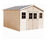 Cobertizo de madera para jardín CON SUELO TRATADO - A246x418x420cm/16m2 - TIMBELA M330+M330G
