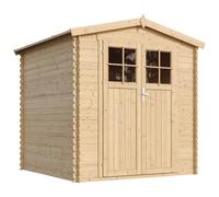 Cobertizo de Madera para jardín - Puerta con Cerradura - con Suelo TRATADO- TIMBELA M343F+M343G- Almacenamiento Exterior H218 x 206 x 216 cm / 3,53 m2