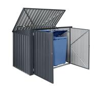 Cobertizo para 2 cubos de basura grebin acero 173x101x131 cm gris oscuro [en.casa]