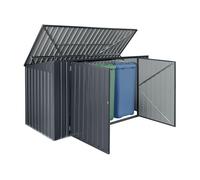 Cobertizo para 3 cubos de basura grebin acero 237x101x131 cm gris oscuro [en.casa]