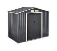 Cobertizo para almacenaje de herramientas - hoja galvanizada y metal 213 x 127 x 185 cm - gris oscuro [en.casa]