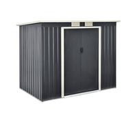 Cobertizo para almacenaje de herramientas - hoja galvanizada y metal 213 x 130 x 173 cm - gris oscuro [en.casa]