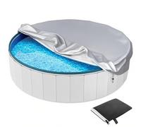 Cobertor Piscina, Tarea Pesada 420D Lona Piscina, Cubre Piscinas Redondas Resistente Al Agua, Al Polvo Y Al Desgarro con CordóN y Bolsa de Almacenaje,Silver Grey,243cmx20cm