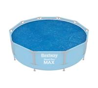 Cobertor Solar de Burbujas BESTWAY para Piscina Desmontable de varias medidas y modelos: rectangular y circular de fácil instalación sobre el agua. El plástico evita que el agua se ensucie y lo