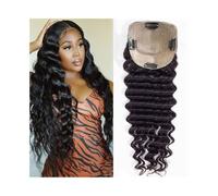 Cobertura para el pelo ondulado profundo, transpirable, 12,7 x 12,7 cm, encaje suizo, 20,3 a 55,88 cm, piezas de cabello humano brasileño con pinza para el pelo de bebé, rizado ondulado