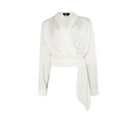 COBIE Blusa Cruzada de satén, Lana Blanca, S para Mujer