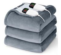 cobija eléctrica climatizada tamaño queen, manta térmica de 84 x 90 pulgadas, con doble control, 10 niveles de calefacción y 8 horas de apagado automático, manta de regalo de franela suave y cálida