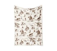 Cobija vaquera - Cosas de bebé vaquero occidental - Tapiz rústico vintage suave ropa de cama para patio, apartamento, coche, picnic, cocina, granja, banco, viajes, parque al aire libre, playa