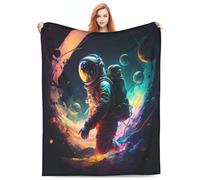 Cobijas de felpa acogedoras para playa, astronauta, cosmos coloridos, regalo de Halloween, día de San Valentín, para manta, aplicable a regalos, ropa de cama, colcha, decoración del hogar para sofá