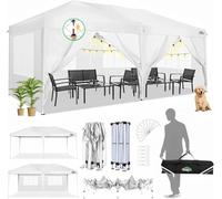 COBIZI Carpa desplegable de 3 x 6 m con 6 Paredes Laterales extraíbles, 6 x 3 m, Tienda de campaña Comercial, toldo Impermeable de Oxford con Costo Plateado, UPF50+, Tienda de campaña para Fiestas