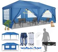 COBIZI Carpa Plegable 3 x 6 cm, Impermeable, 3 x 6 m, con 6 Paneles Laterales con protección UV, Carpa Plegable de 3 x 6 cm, para Mercado, Eventos al Aire Libre, jardín, Color Azul