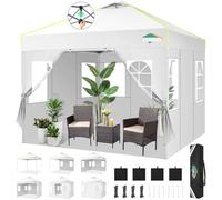 COBIZI Carpa Plegable 3x3 con Bloqueo Central de Un Solo Botón, Bandas Fluorescentes, Ventilación, 4 Paredes Laterales y 3 Alturas Ajustables para Camping y Playa, Pabellón