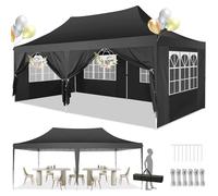 COBIZI Carpa Plegable 3x6 m Impermeable con 6 Laterales Carpas para Exteriores Protección UV Cenador Plegable Pergola Cenadores para Jardin,Fiestas, UV 50+, Negro