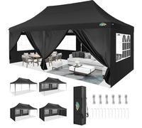 COBIZI Carpa Plegable 3x6m, Carpas para Exteriores Impermeable con 6 Paredes Laterales, Marco Reforzado, para Camping Fiestas, con Bolsa de Transporte, Pergolas de Jardin Altura Ajustable, Negro