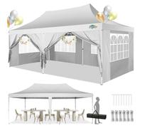 COBIZI Carpa Plegable 3x6m con 6 Paredes Laterales Impermeable,Blanco | Carpas para Exteriores 3x6 Protección UV, Cenadores para Jardin Fiestas Camping Playa Pergolas de Jardín, Gazebo