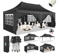 COBIZI Carpa Plegable 3x6m con 6 Paredes Laterales Impermeable,Negro | Carpas para Exteriores 3x6 Protección UV, Cenadores para Jardin Fiestas Camping Playa Pergolas de Jardín, Gazebo