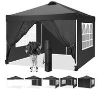 COBIZI Carpa Plegable de 3 x 3 Pulgadas, protección UV 50+, 3 x 3, Impermeable, Estable, Resistente al Invierno, con 4 Paneles Laterales y 4 Bolsas de Arena, Carpa Plegable de 3 x 3 m, para Camping