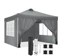 COBIZI Carpa Plegable de 3 x 3 Pulgadas, protección UV 50+, 3 x 3, Impermeable, Estable, Resistente al Invierno, con 4 Paneles Laterales y 4 Bolsas de Arena, Carpa Plegable de 3 x 3 m, para Camping