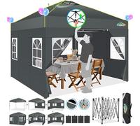 COBIZI Carpa Plegable de 3x3m, UPF 50+, Las pergolas de jardín Impermeables y el Gazebo Son adecuados para usos Exteriores, como Camping, Festivales, Playa y Patios, Gris