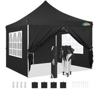 COBIZI Carpa Plegable Gazebo 3x3m con 4 Paredes Laterales Impermeable | 3 Alturas, 4 Sacos Arena y Bolsa de Transporte, Cenador Pabellón de Jardín para Camping, Fiestas, Exterior, UV 50+