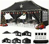 COBIZI Carpa Plegable Gazebo 3x6m con 6 Paredes y 4 Bolsas de Arena, Cenador Robusto Impermeable, Cenador Pabellón de Jardín para Reception, Camping, Fiestas, Exterior, Negro