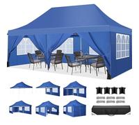COBIZI Carpa Plegable Gazebo 3x6m con 6 Paredes y 4 Bolsas de Arena, Cenador Robusto Impermeable, Cenador Pabellón de Jardín para Reception, Camping, Fiestas, Exterior, Azul