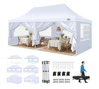COBIZI Carpa Plegable Gazebo 3x6m con 6 Paredes y 4 Bolsas de Arena, Cenador Robusto Impermeable, Cenador Pabellón de Jardín para Reception, Camping, Fiestas, Exterior, Blanco