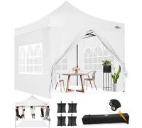 Cobizi Carpas para Exteriores 3x3 Carpa Plegable Impermeable Cerrada con 4 Paredes Laterales 4 Sacos de Arena, Gazebo Pabellón de Jardín para Fiestas, Camping, Blanc