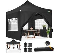 Cobizi Carpas para Exteriores 3x3 Carpa Plegable Impermeable Cerrada con 4 Paredes Laterales 4 Sacos de Arena, Gazebo Pabellón de Jardín para Fiestas, Camping, Negro