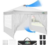 COBIZI - Cenador de 3 x 3 cm, protección UV 50+, Plegable, 3 x 3 m, Impermeable, Estable, Resistente al Invierno, con 4 Paneles Laterales y 4 Bolsas de Arena, Plegable, 3 x 3 m, para Camping, Playa